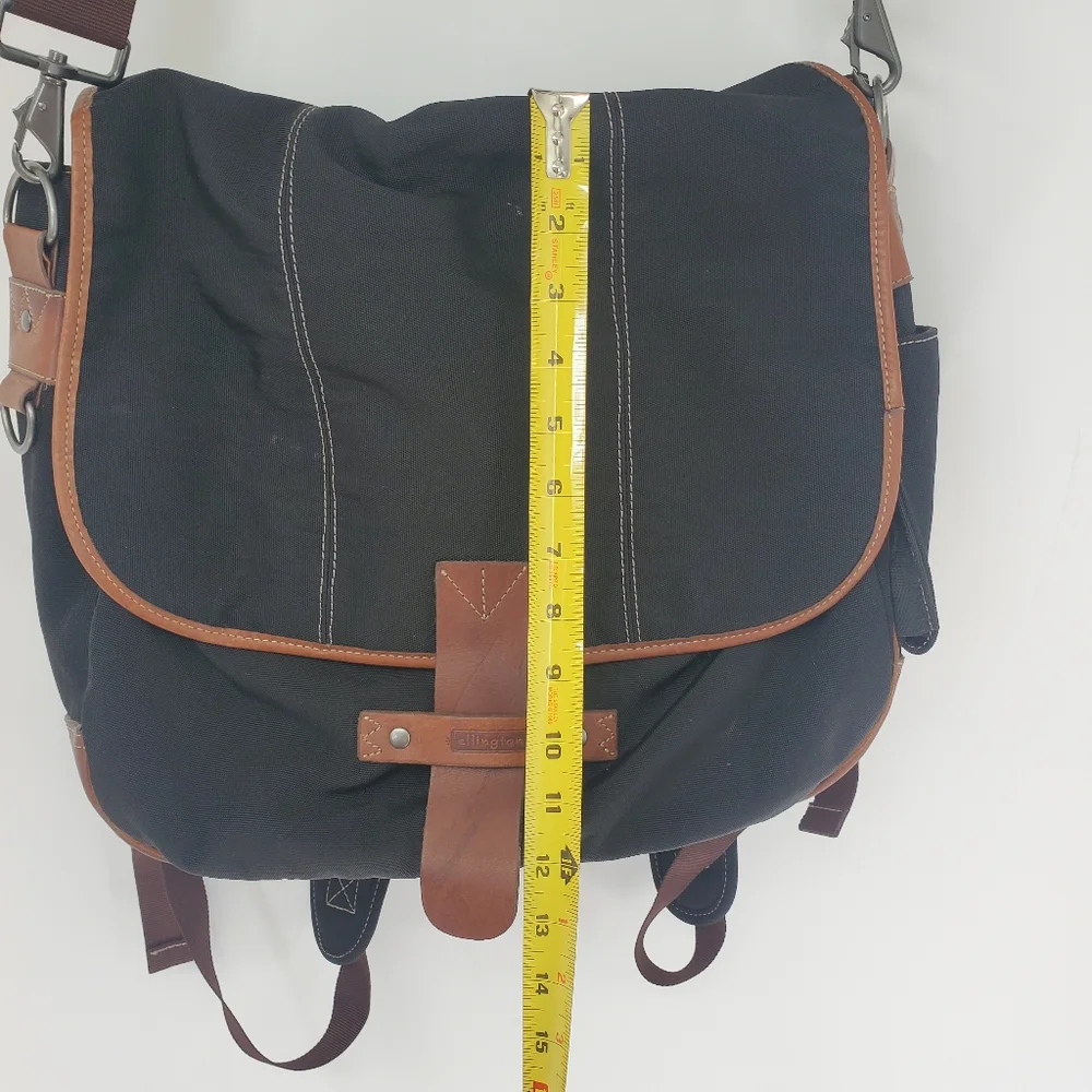 Ellington Messenger Backpack Travel Bag Black Brown Leather Convertible Large